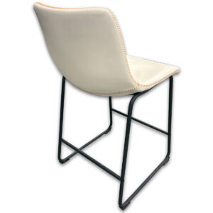 Gallery Used White Counter Stool W/ Black Legs - Orange Stitching