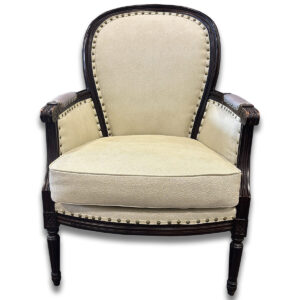 Gallery 28" W Ballard Designs Traditional White Guest Chair – Espresso Wood Frame