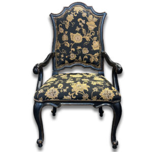 Gallery Used Traditional Guest Chair - Black Wood Frame & Gold Floral Upholstery