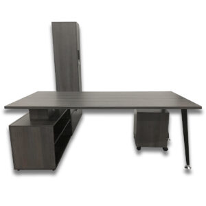Used AIS Calibrate L-Shape Desk with Mobile Box File Pedestal & Wardrobe – Right-Handed