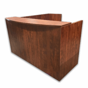 Used 71" W OTG L-Shape Reception Desk in American Dark Cherry with BBF Pedestal – Right Handed