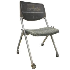 Used Allsteel Mesh-Back Nesting Chair with Pattern Upholstered Seat on Casters