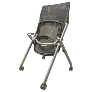 Gallery Used Allsteel Mesh-Back Nesting Chair with Pattern Upholstered Seat on Casters