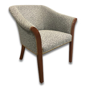 Used Taylor Chair Co. Traditional Grey Guest Chair – Floral Upholstery & Mahogany Legs
