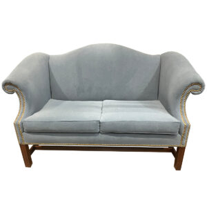Gallery Used Blue Upholstered Traditional Two‑Seater Couch - Mahogany Frame 