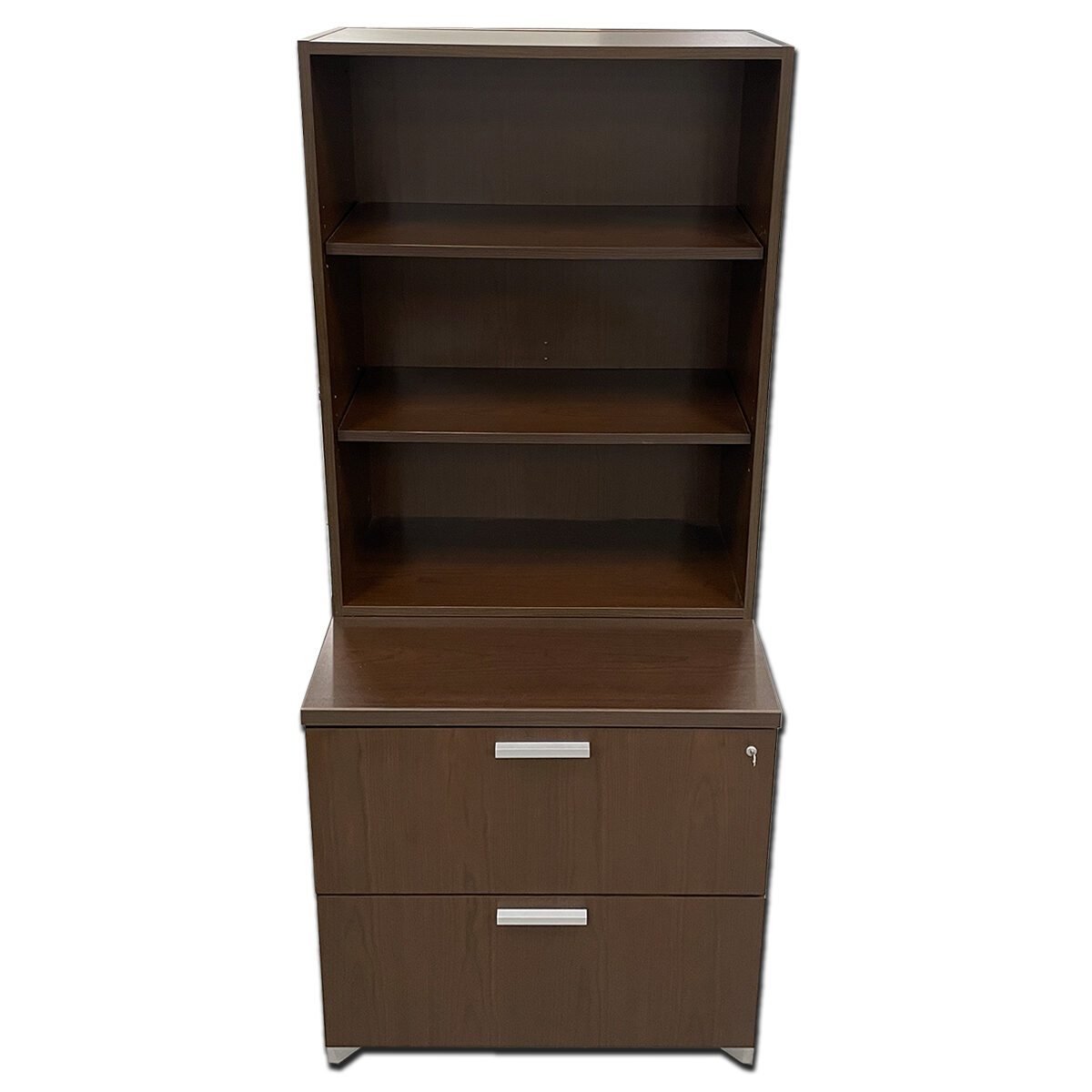 Gallery Used National Bookcase Lateral File Combo – Espresso Finish, Locking File, Adjustable Shelves