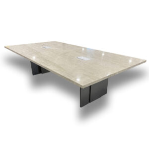 Used 10' Granite Conference Table with Two Power Boxes A granite conference table offers long-lasting strength and a professional presence, making it a smart choice for high-use meeting spaces. The solid surface resists scratches, stains, and daily wear, while the integrated power boxes keep devices connected and meetings efficient. Two gray metal bases for stability Granite top for durability and easy maintenance Includes two integrated power boxes for convenient access to power Dimensions: 120"W x 60"D x 30"H Ideal for offices, executive suites, and collaborative workspaces.