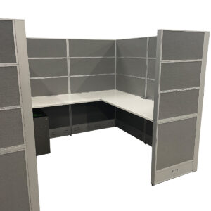 Gallery Used 6'x6' Drop-Down Panel Cubicle in Grey with Mobile Storage (Priced Per Seat)