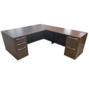 Gallery Used 72" W Kimball L-Shape Desk In Modern Walnut - Right Hand