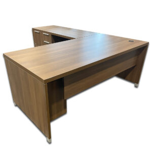 Gallery Used 72″ W Group Lacasse Modern Walnut L-Shape Desk LH