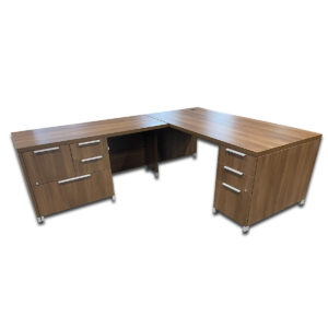 Gallery Used 72″ W Group Lacasse Modern Walnut L-Shape Desk LH
