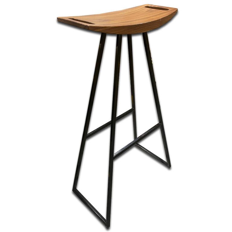 Used Tronk Design Bar Stool with Metal Frame – Wood Seat