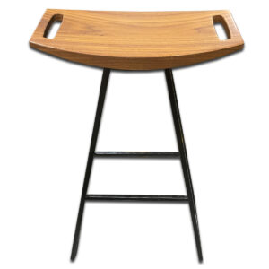 Gallery Used Tronk Design Bar Stool with Metal Frame – Wood Seat
