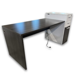Gallery Used 55" W Desk with Personal Storage Cabinet - Grey Woodgrain RH