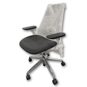 Gallery Used Herman Miller Sayl Task Chair - Dark Grey Seat - White Frame 