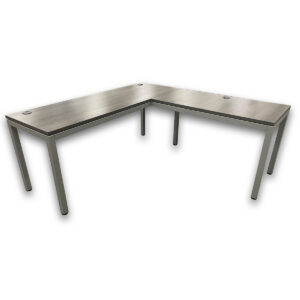 Gallery Used 71" W L-Shape Desk W/ Metal Frame & Modesty - Grey Woodgrain 
