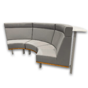 Gallery Used Curved 3-Piece Bench With Integrated Rear Worksurface & Round Ottoman - Grey