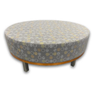 Gallery Used Curved 3-Piece Bench With Integrated Rear Worksurface & Round Ottoman - Grey