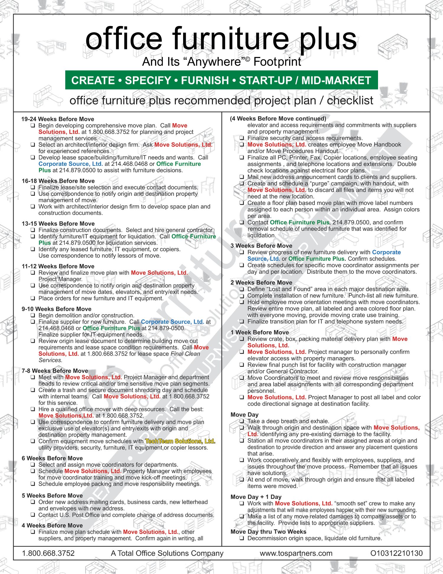 Office Furniture Plus project plan