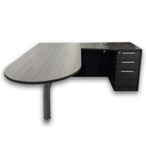 Gallery Used CorpDesign Potenza L-Shape Bullet Top Desk With Glass Modesty Panel – RH