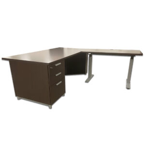 Gallery Used National Epic 72" W L-Shape Desk W/ 48" W Sit-Stand Return – Espresso - RH