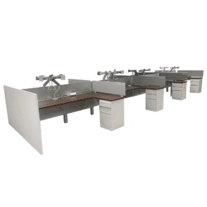 Steelcase Pathways 6 1/2' x 4' Stations W/ Dual Monitor Arms, Power Module, Box-Box-File Pedestal (Priced Per Seat)