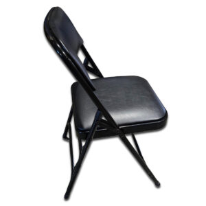 Gallery Used Black Folding Chair with Vinyl Seat & Back
