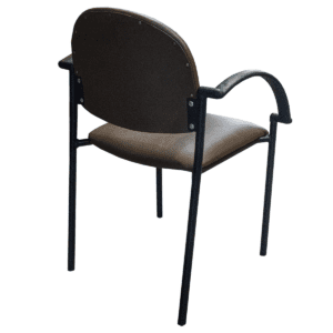 Gallery Used Brown Vinyl Guest Chair W/ Black Frame & Fixed Arms