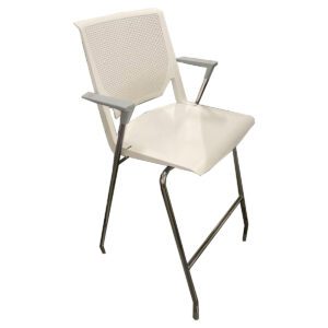 Haworth Very Series White Plastic Bistro Stools W/ Arms & Chrome Frame