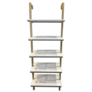 Gallery Used 74" H White & Gold 5-Shelf Wall Mounted Bookcase