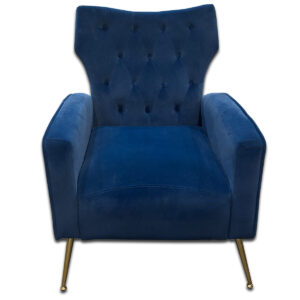 Gallery Used Dark Blue Suede Accent Chair