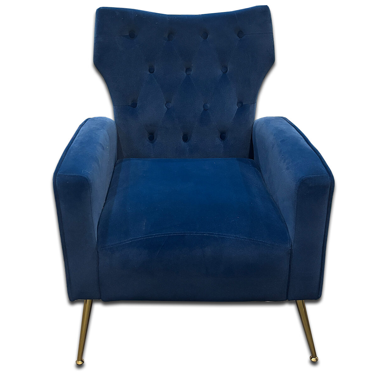 Gallery Used Dark Blue Suede Accent Chair