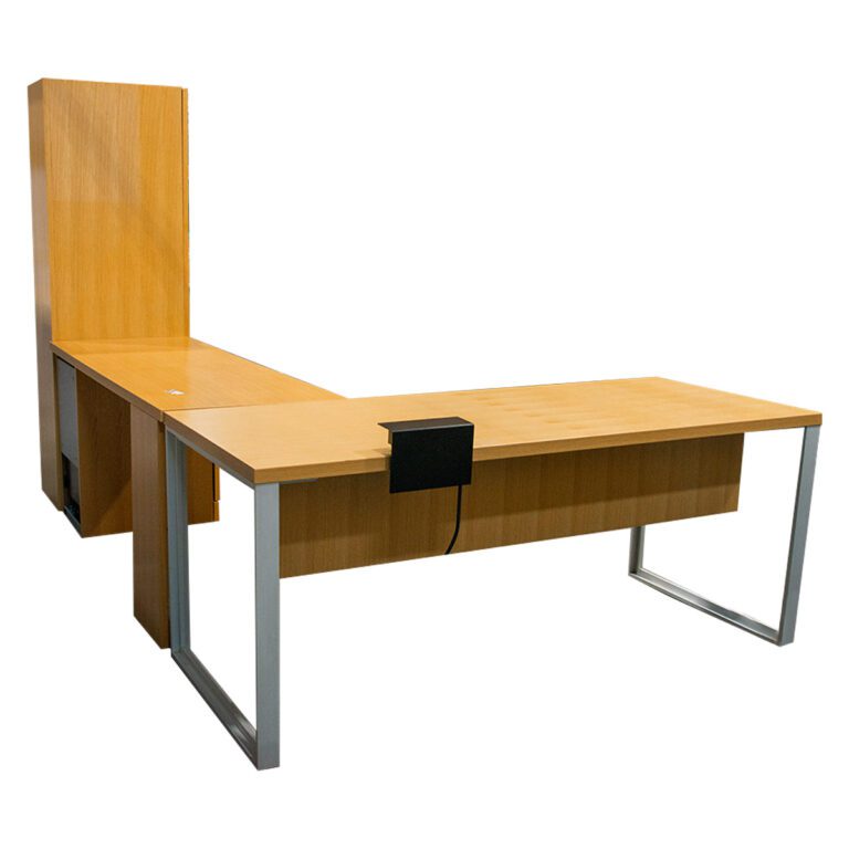 Used 72" W Cherry Laminated Lshape Desk W/ BBF Pedestal Office