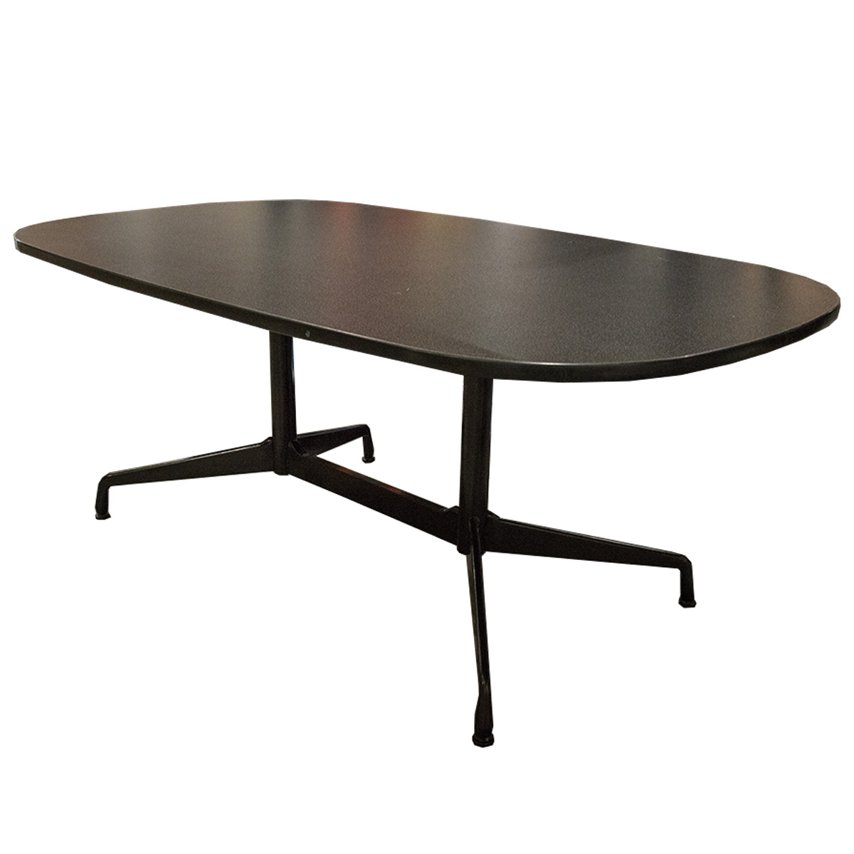 Used 72" W Laminated Oval Meeting Table In Black Office Furniture