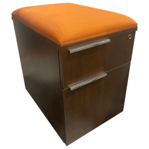 Mocha Laminated Mobile Pedestal W/ Orange Cushion Top