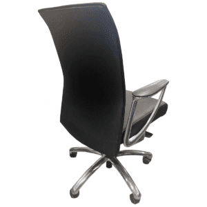Gallery Allseating Zip Series Black Leather Conference Chair W/ Fixed Arms